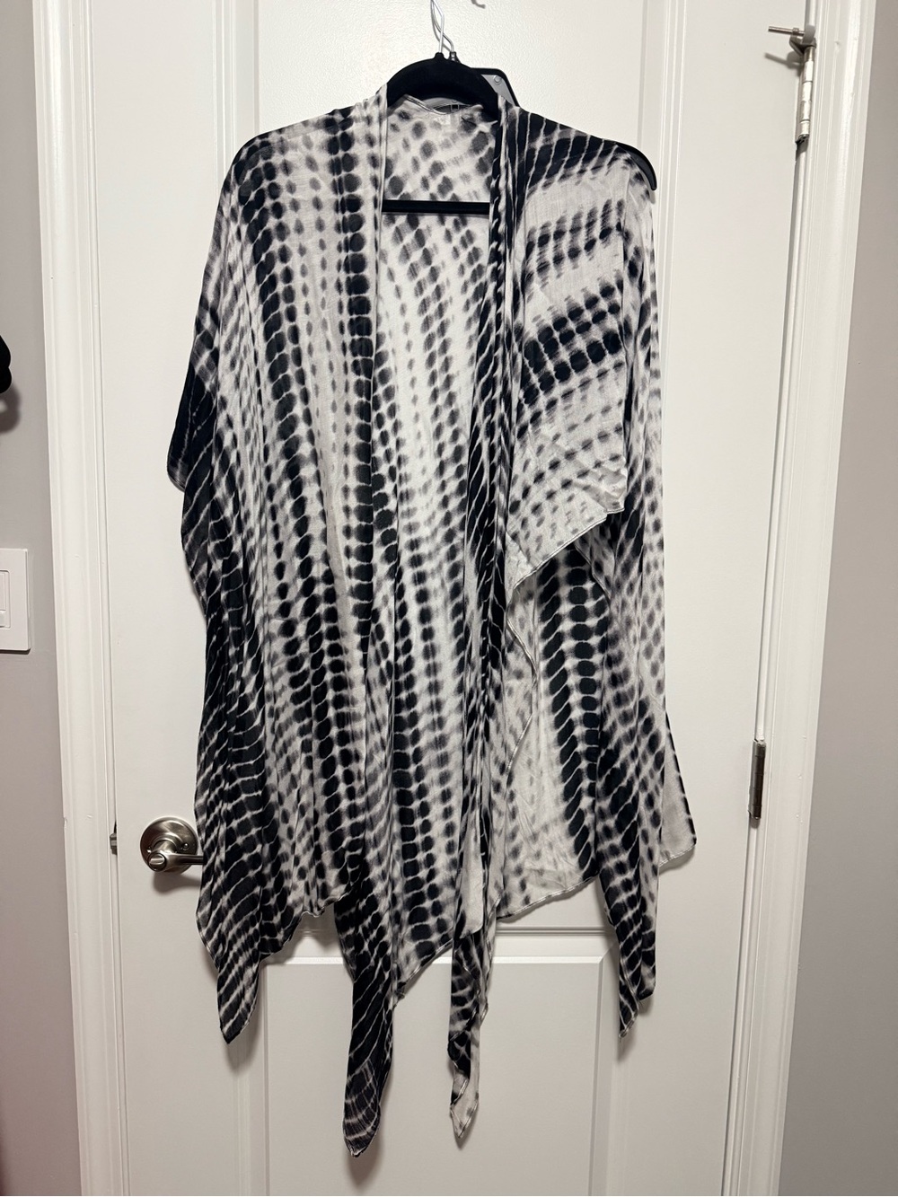 Black & White Tie-Dye Open Front Cover-Up